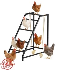 Comzinn Chicken Perch Swing Ladder Coop Roost Bars 8-10 Hens Black