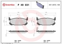 P 49 031 Brembo Bremsbelagsatz, Scheibenbremse FüR Eunos,Mazda