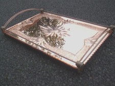 Art Deco serving tray, mirror glass and copper, 1930s orignal