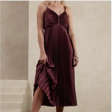 Banana Republic Solaire Pleated Midi Dress Dark Cherry Size 6