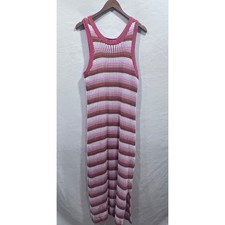 C & C California Pick Multicolor Crochet Knit Maxi Dress Women's L Boho Beachy