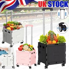 Collapsible Shopping Box Trolley on Wheels Folding Teacher Trolley Cart with Lid