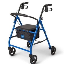 Medline Steel Rollator Walker   Blue, Foldable Rolling Walker