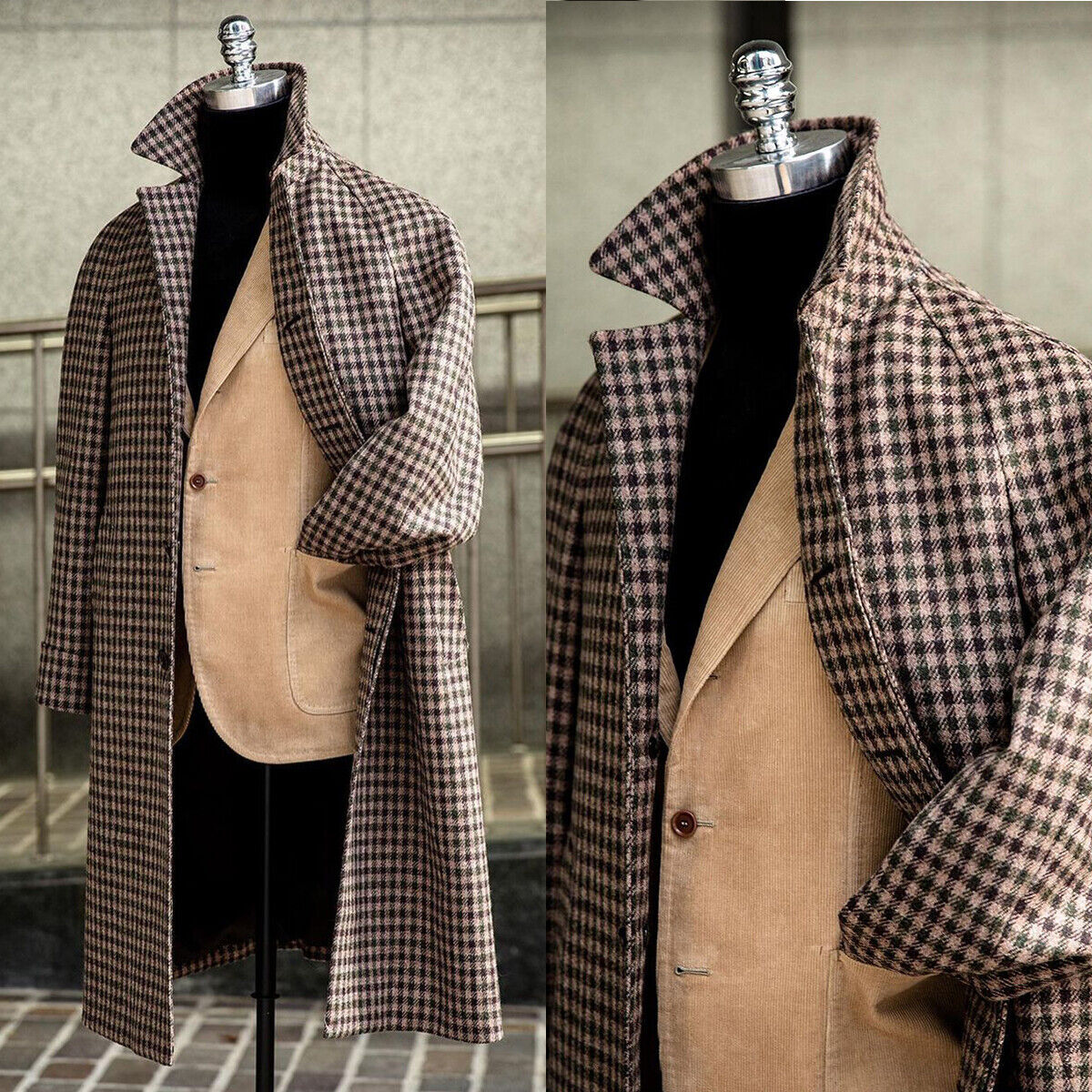 【WELLDER】Houndstooth Check Coat Houndstooth Check Wool Coat