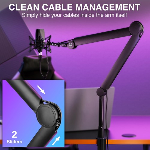 SA-30 Bras de microphone rotatif à 360° avec support de microphone de 152 cm ... - Afbeelding 6 van 9