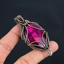 Purple Labradorite Gemstone Copper Wire Wrapped Gift Pendant Jewelry LC-231