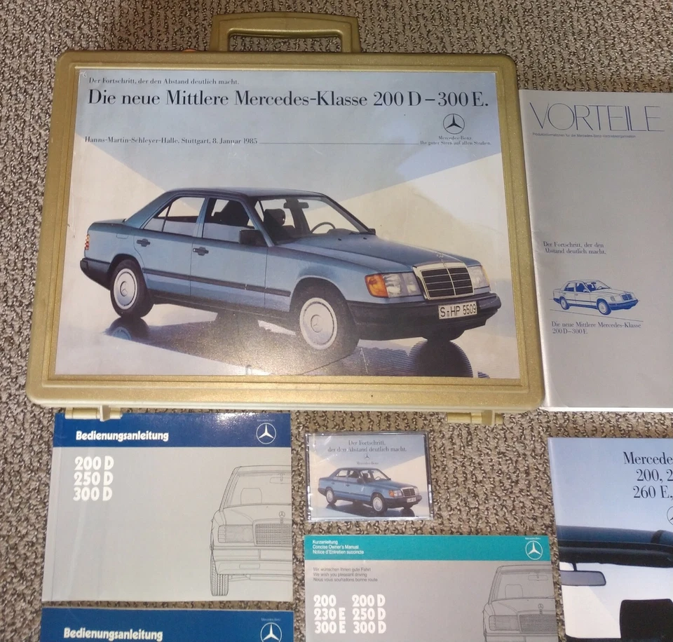 Raro 1985 vendedor muestra Mercedes Benz 200D-300E concesionario folleto maleta Foto 3 de 4