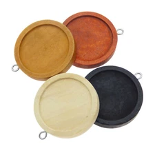 12pcs Wholesale Round Wooden Blank Base Cabochon Setting Bezel Pendant 25mm Tray