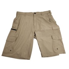Stretch Hybrid Cargo Shorts Men's Size 36 Khaki by Iron Co 11" Inseam 8 Pockets