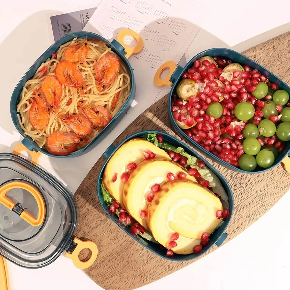 3-Tier Stackable Bento Lunch Box 2000ML Large Capacity  