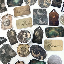 Celestial Moon Goddess Stickers Collage Junk Journal Scrapbooking Cardmaking