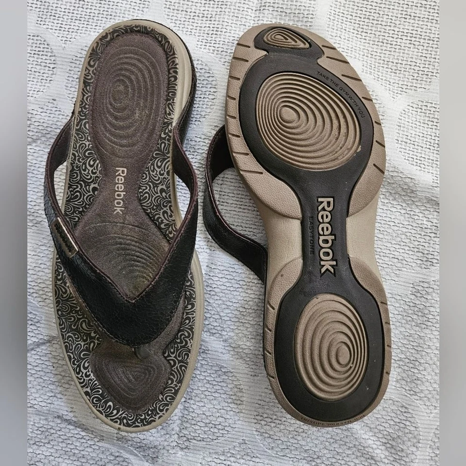 Chanclas para mujer Reebok "Easy Tone" talla 9 marrón sandalias playa verano en muy buen estado Foto 4 de 4