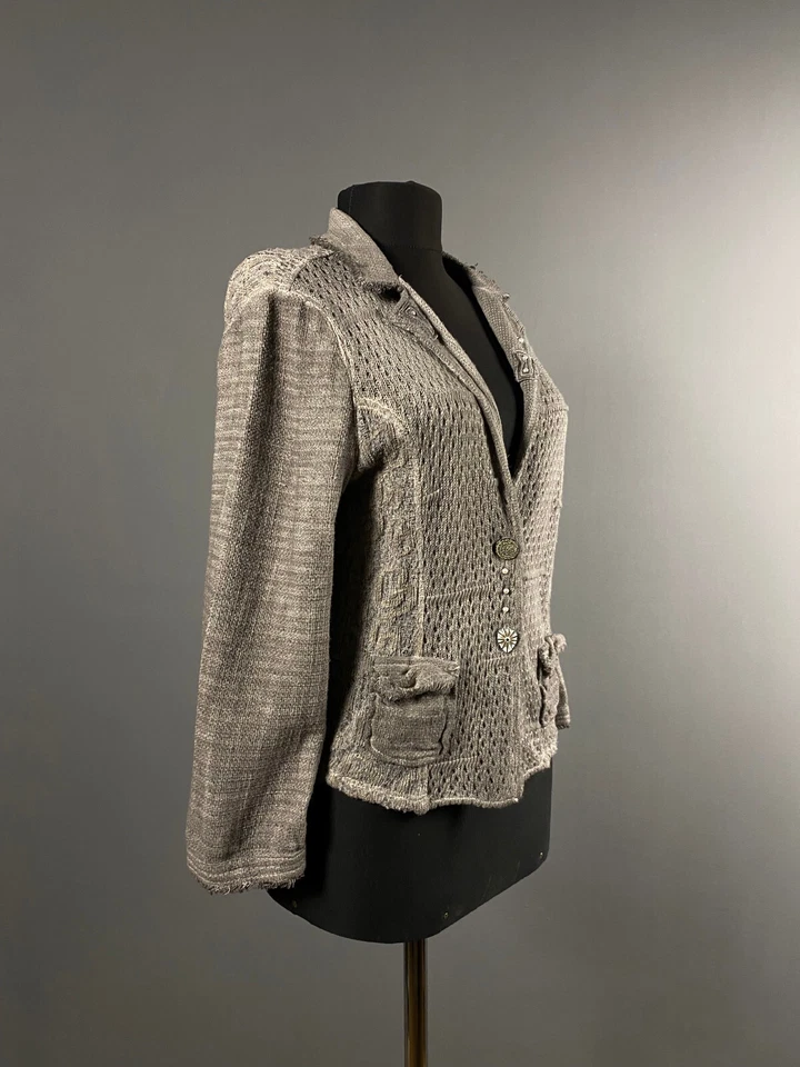 Blusa Capri Cardigan Camisa Top Elisa Cavaletti Mujer Gris Ligera Talla L Foto 2 de 4