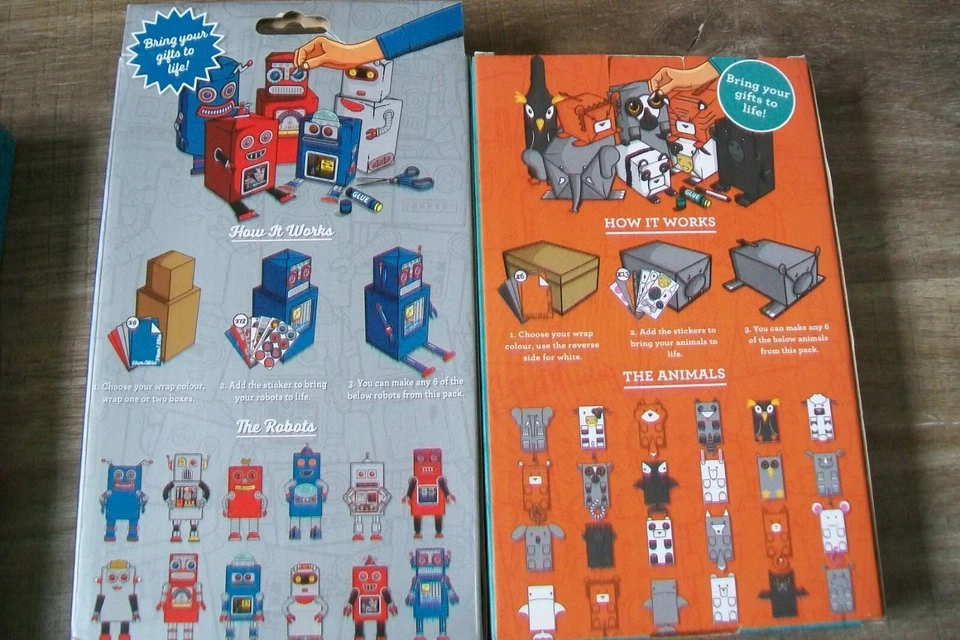 Luckies-set of 3 boxes of Animal,Robot Gift Wrap.Slightly used. - Image 4 of 4