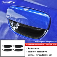 4pcs Exterior Door Handle Bowl Decor Cover Trim for Dodge Charger 2011+ Black
