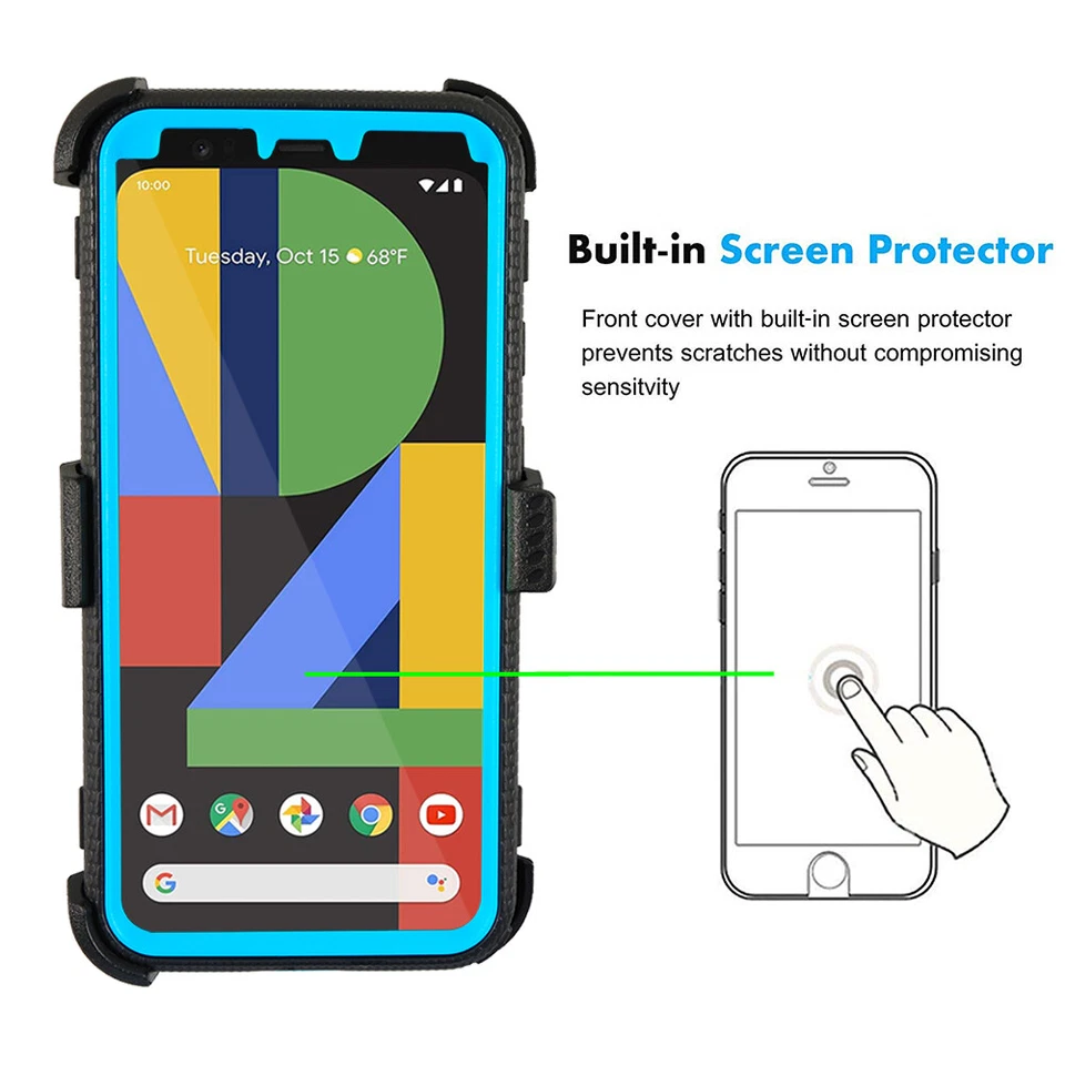 Shockproof Hybrid Case Cover for Google Pixel 4/Pixel 4XL Bumper Armor With Clip - Image 3 of 4