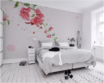 3D Pink Flower Branch G1813 Wallpaper Wall Murals Removable Self-adhesive Honey