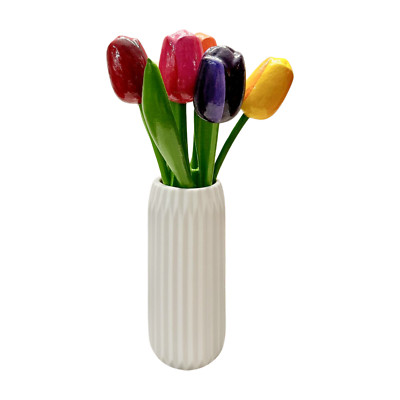 Wooden Dutch Tulips, Colorful Floral Tulip Wood Decor, Aprox. 13  L