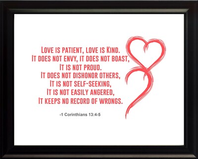 1 Corinthians 13:4-5 Love Is Patient Poster Print Picture or Framed Wall Art