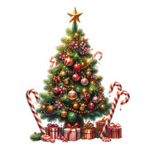 Festive Christmas Tree Wall Decal Sticker 18X18cm Large