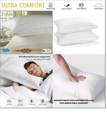 ELITE Pillows X2 Pair Hotel Luxury Soft Quality Bounce Anti Allergy Bedding NEW X2
