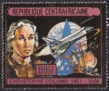 F-EX52382 CENTRAL AFRICA MNH 1990 EMBOSSED DISCOVERY COLUMBUS COLON SHIP EXPLORE