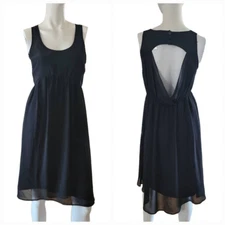 Anthropologie pins and needles womens Sz 2 black open back mesh dress