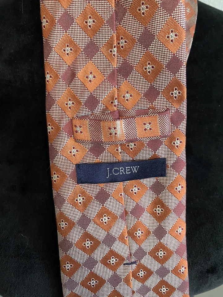 J. Corbata Crew Diamantes Geométricos 100% Seda Naranja Hombre Hecha en Italia Foto 2 de 4