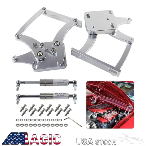 Billet Hood Hinge Kit Left and Right Side For Ford Mustang 1964-1966 Silver