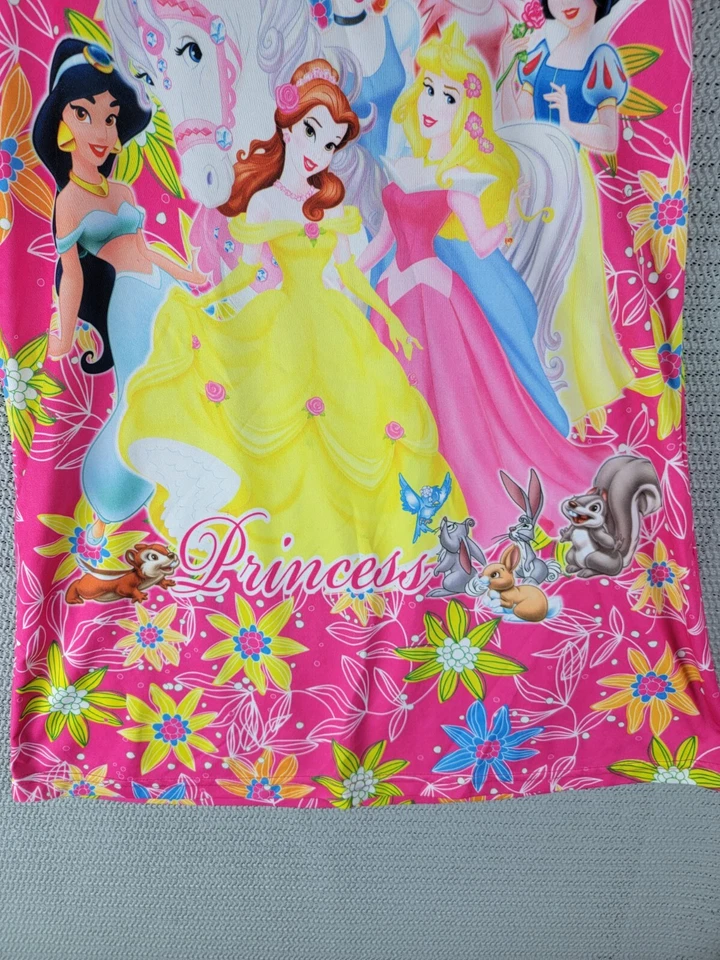 Vestido Princesa Disney Talla Grande Niñas Niños Verano Poliéster Elástico Rosa Foto 4 de 4