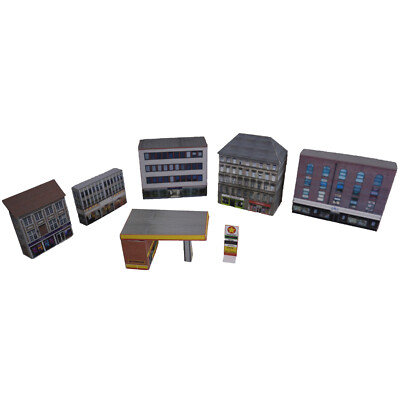 Card Low Relief N Gauge Buildings Town Shops Pack Of 6 1/148 - Foto 4