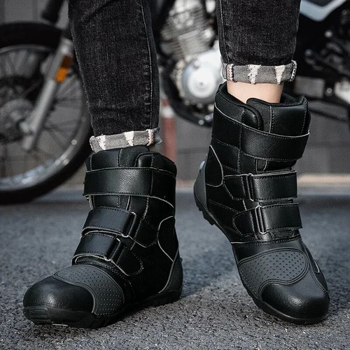 Motorcycle Racing Short Boots Leather Riding Anticollision Ankle Protective - Picture 24 of 30