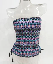 SO Black Bandeau Printed Tankini Top Swimwear Juniors' Ladies XS,S #1783