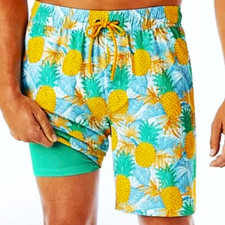 Men Board Shorts Swim Trunks XXL Tropical Pineapple Palm Tree Print
