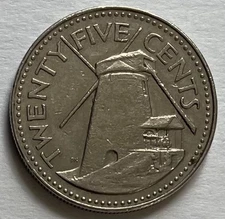 Barbados 25 Cents 1981 - Morgan Lewis Sugar Mill