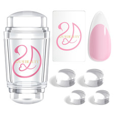 French Tip Stamp, 6Pcs French Tip Tool, Soft Silicone Nail Stamper, 2 in 1 Frenc