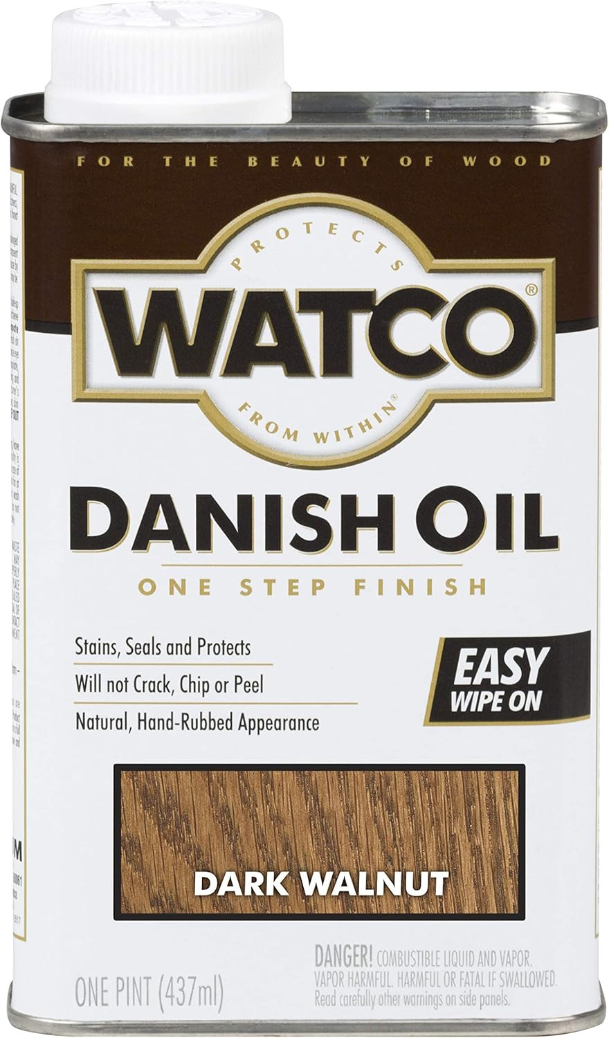 Watco 65851 Danish Oil Wood Finish, Pint, Dark Walnut