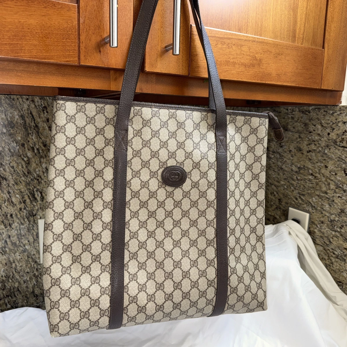 Gucci GG Supreme Tote PVC Exterior Bags & Handbags for Women for