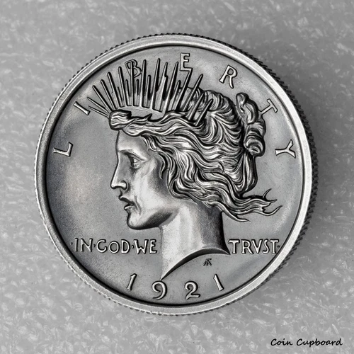 1921 Peace Dollar - 1oz .999 silver tribute round (30mm) w/custom antique finish