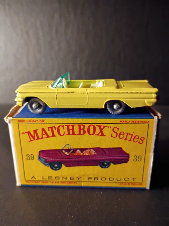 Matchbox #39B Pontiac Convertible 1962 VN/COMO NUEVO en caja D2 original nítida Foto 2 de 4