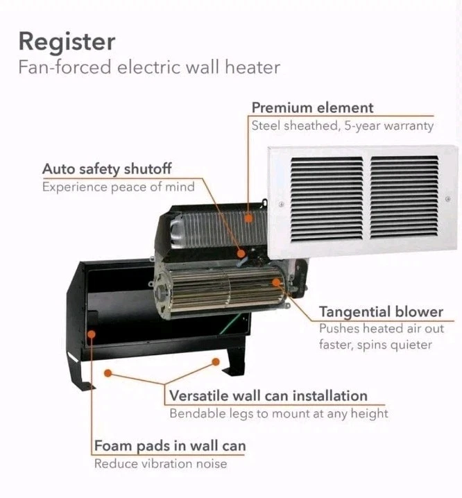 Cadet RM162 • PN 00426 • 240V / 1600W • In Wall Heater • No Thermostat • New! - Image 4 of 4