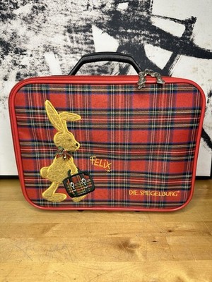Vtg Die Spiegelburg Felix Rabbit Plaid Kids Suitcase Carry-On Luggage Germany