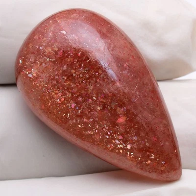 43.00 Cts Natürlich Sonnenstein Unbehandelt 33mmx19mm Birne Cabochon Riesig Lose - Bild 1 von 4