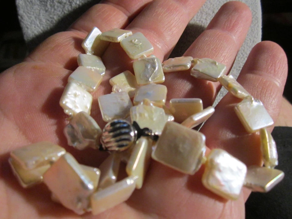 JUEGO DE COLLAR Y PULSERA DE PLATA ESTERLINA Y MADREPERLA MARCA DEL FABRICANTE M -OFC-Q Foto 3 de 4