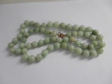 Jadeite Bead Necklace, shades of light green, 53cm long.
