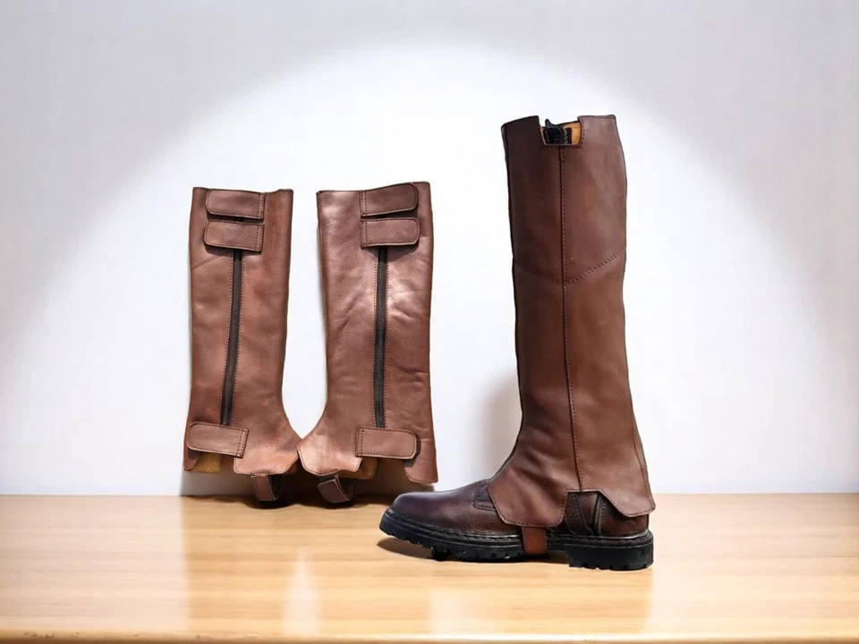 Cubiertas para botas de cuero Boba Fett Bo-Katan Mandalorian Cosplay Disfraz Marrón Polainas Foto 2 de 4