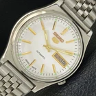 GENUINE VINTAGE SEIKO 5 AUTOMATIC 7009A JAPAN MENS WHITE DIAL WATCH a702613-1