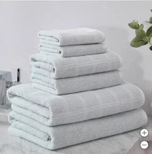 VCNY Home Bath Towels Hand Towels Washcloths Blue 6-Piece Cotton 600 GSM