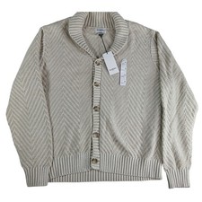 Goodfellow Sweater Cardigan Men XL Cream Button Up Knit Long Sleeve Business NWT