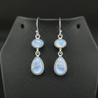 Rainbow moonstone 925 sterling silver handmade Dangle/Drop Earrings 1.90"